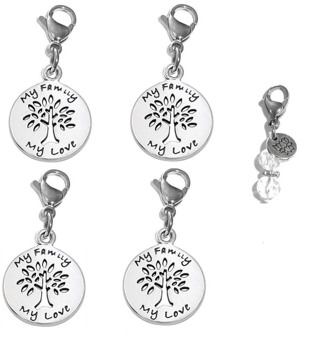3621 Set Of 4 Clip On Charms Bag Purse Handbag Message Keychain